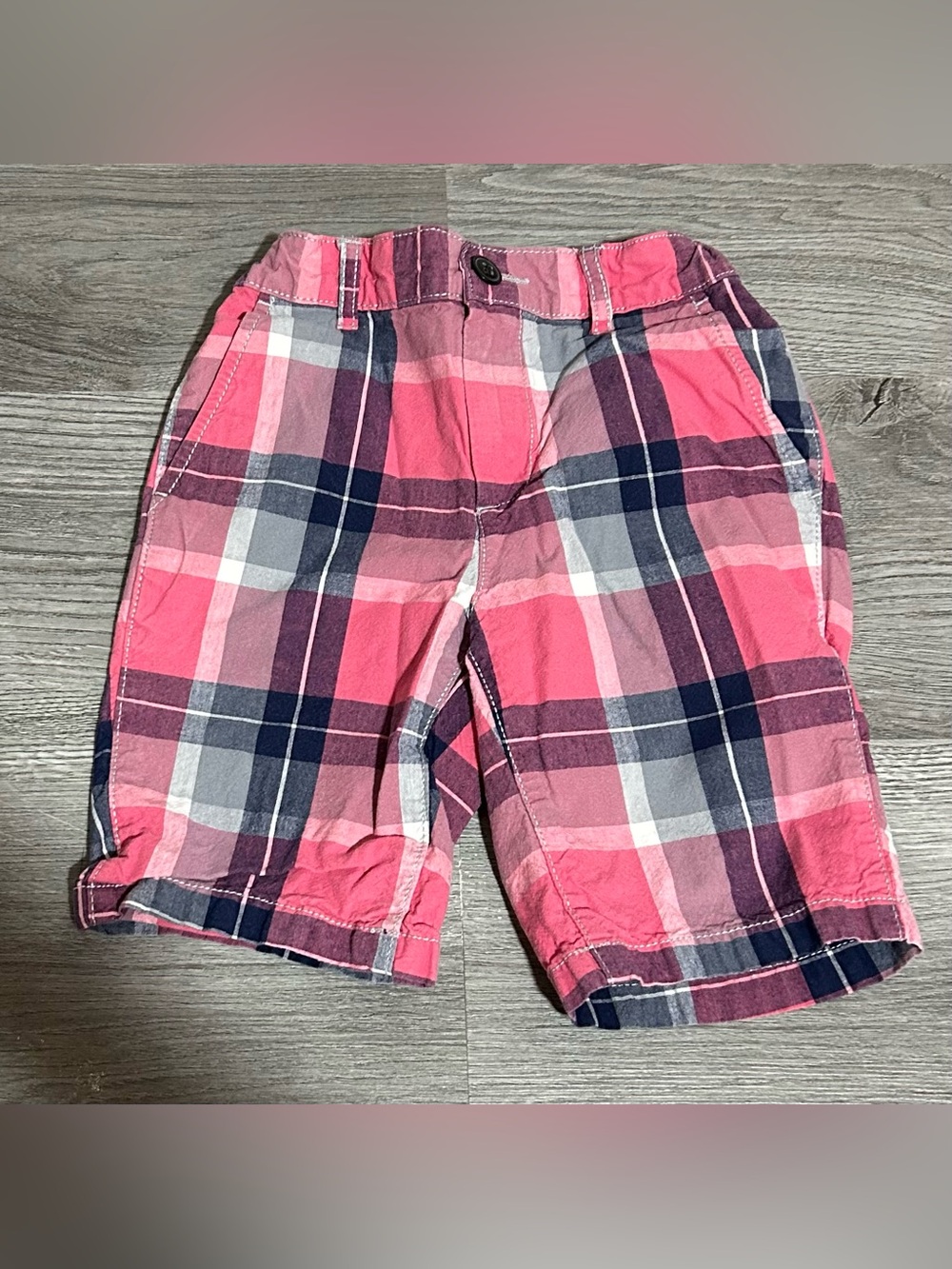 Children’s Place Boys Pink Plaid Cotton Shorts 6 Youth